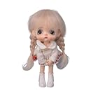 AMSLSIU Puppe Mohair Perücke geflochtene Zöpfe Puppen Mädchen Pony Haarfarbe Geschenk Spielzeug Set Kleidung schön Make up beweglich Kind, Hellgoldenes Geflecht, 14 15cm