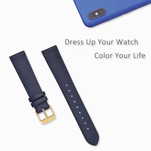 WOCCI Pulseira de relógio elegante de 16 mm de largura, pulseira de substituição de couro genuíno co