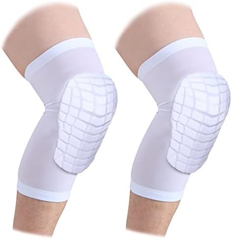Cantop Knee Pads Long Compression Leg Sleeves Braces for Basketball Volleyball Football and All Contact Sports, Kids Youth Adult Girls Boys Women Men, Sold as 1 Pair (2pcs) (White Knee Pads, XL)
