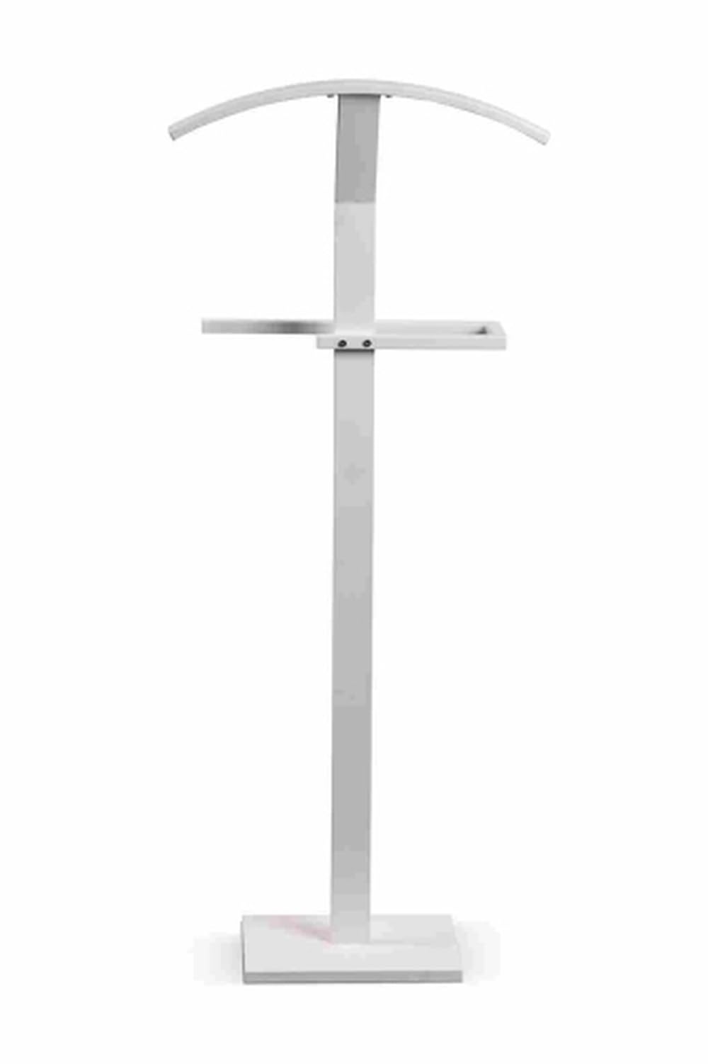 möbelando Herrendiener >Lukas< aus Metall in Weiß, 45 cm breit, 112 cm hoch, mit Hosen und Bügelhalter, platzsparend, ideal für Schlafzimmer und Ankleidezimmer, zerlegt geliefert