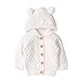 RELABTABY Baby Boys Girls Long Sleeve Button Front Hooded Sweater Toddler Warm Outerwear Sweater White