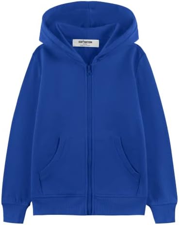 Kid Nation Kids' Soft Brushed Fleece Zip-Up Hooded Sweatshirt Hoodie for Boys or Girls M Blue