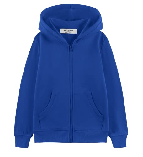 Kid Nation Kids' Soft Brushed Fleece Zip-Up Hooded Sweatshirt Hoodie For Boys Or Girls M Blue #TOP3