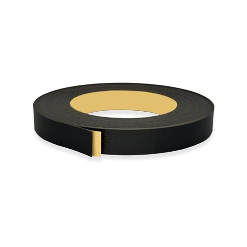 Image of Black PVC 1 inch x 25 ft Edge Banding Tape Peel Stick Adhesive Veneer Edging Trim Wood Laminate Cabinet Furniture Plywood Formica Shelf Countertop Table Repair Strip Band Roll