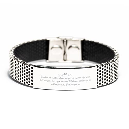 Inspirational Stainless Steel Bracelet, Grandma No Matter Where we gom I'll Always be There for You, for Grandma Engraved Message Stainless Steel Birthday Jewelry