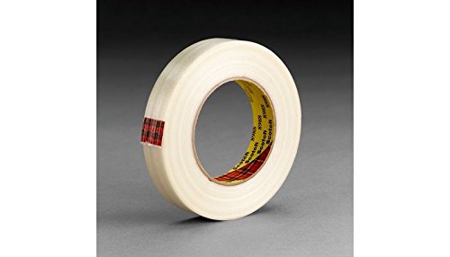 3M 8896 Polypropylene Film Strapping Filament Tape, 160 lbs/in Tensile Strength, 110m Length x 36mm Width, Ivory