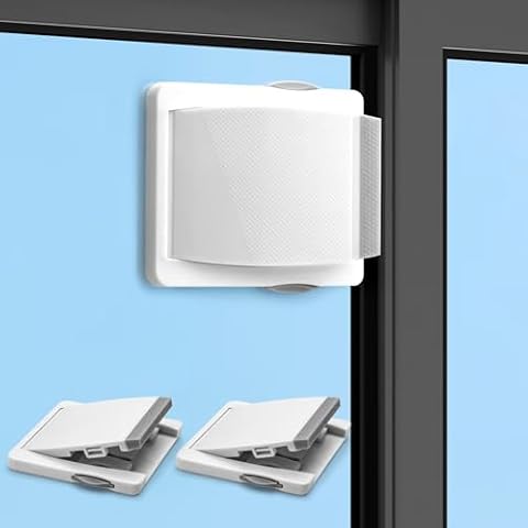 TIJTJHC Sliding Door Lock, 2PCS Upgraded Sliding Door Child Lock for Sliding Glass Doors & Windows & Closet, Durable ABS with 3M Adhesive Backing, Easy Install, No Tool Needed, Sliding Glass Door Lock Cover