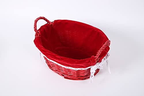 Wicker Storage Baskets Oval Woven Basket With Handle Liner For Shelf Decorative Empty Gift Baskets Decor #TOP4