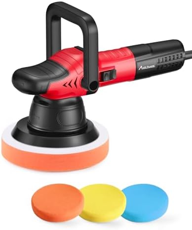 AVID POWER Dual Action Car Buffer Polisher, 6 Inch Orbital Polisher for Car Detailing with 6 Variable Speeds, Detachable Handle & 3 Polishing Pads