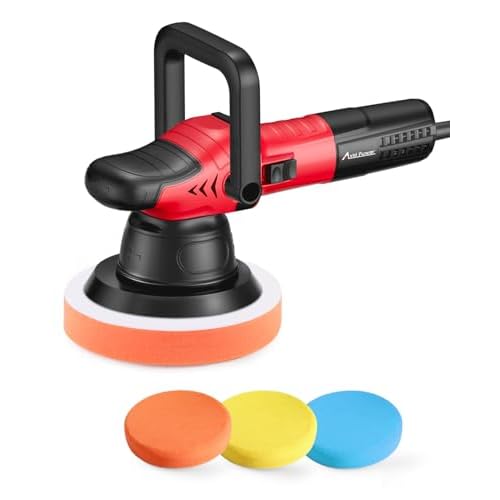 AVID POWER Dual Action Car Buffer Polisher, 6 Inch Orbital Polisher for Car Detailing with 6 Variable Speeds, Detachable Handle & 3 Polishing Pads