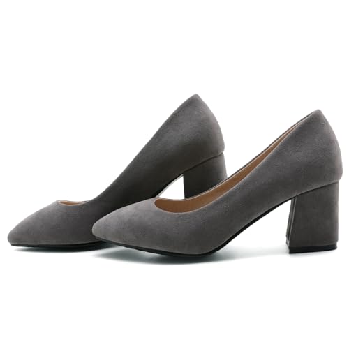 Women Pointed Toe Court Shoes Work Office Block Heels3