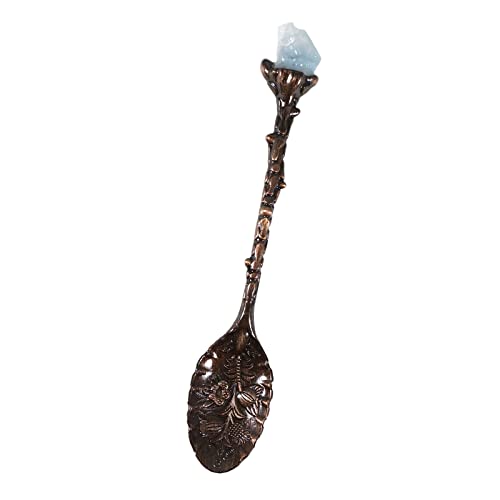 Soulnioi Vintage Carved Mini Crystal Spoons, Decorative Tea Spoons Set Retro Zinc Alloy Spoons