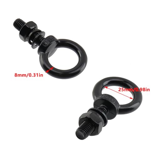 Image of Antrader Lifting Shoulder Eye Bolts,Black Eye Bolt,M10 x 35mm,Black,6 Sets | Heavy Duty Lifting Ring Threaded Eyebolts with Lock Nuts,Lock Washers,Flat Washers