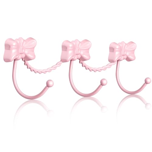 Geelin Pink Bow Wall Hooks Hanger for Towel Bag Coat