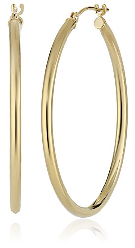 Amazon Collection 14k Yellow Gold Round-Hoop Earrings, (0.972" Diameter)