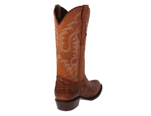 Texas Legacy Men Cognac Western Leather Cowboy Boots Teju Lizard Print Round Toe3
