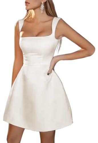 Short Satin Homecoming Dresses 2025 for Teens A Line Wedding Dress Square Neck Prom Cocktail Party Gowns LUO515