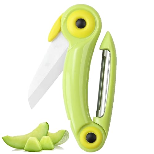 Fruit Peeler Multifunctional 2 in 1 Apple Cutter Mini Portable Vegetable Peeler Stainless Steel Paring Knife Easy Peeling Cutter Potato Apple for Kitchen Office Outdoor