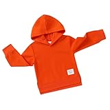 Happy Town Toddler Baby Boy Girl Sweatshirt Hoodie Pullover Fall Outfits Solid Crewneck Long Sleeve Blouse Top Shirt Clothes(Orange,6-12 Months)