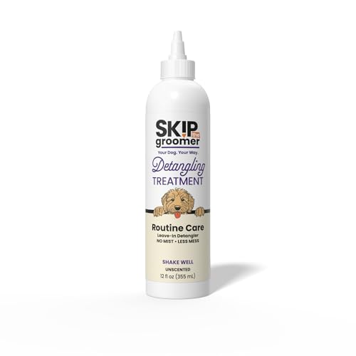 Detangling Treatment for Dogs Leave-in Conditioner Detangler for Matted Hair Knots & Tangles | Goldendoodles Poodles Doodles & Long-Haired Breeds | No Mist Squeeze Bottle 12 oz