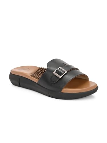 Image of egoss LADY BOSS Women's Leather Slippers | Slip-On Comfort Flats | Soft Cushioned Anti-Slip Lightweight Daily Wear Footwear for Women
