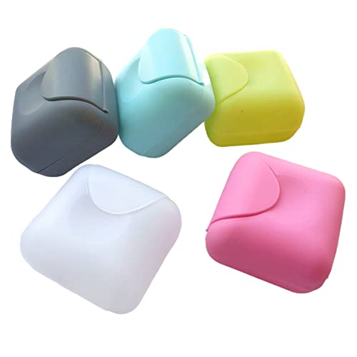 Honkenda Jabonera de plástico, organizador de jabonera para baño, hogar, senderismo, camping, paquete de 5, material de polipropileno, azul, transparente, rosa, verde, gris