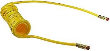 Coilhose Pneumatics PR14-25B-Y Flex Coil Polyurethane Coiled Air Hose, 1/4" ID, 25 Length with 2 1/4" MPT Swivel Fittings, Yellow
