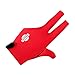 Luzhengyang Professional 3-Finger Left Hand Pool Billiard Glove | Wicking Elastic | Fastening Tape | Red Black Blue | Weight & Portable - Red