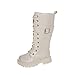 Girls Boots Winter Knee High Zip Up Lace Up Outdoor Booties 2025 Fashion Long Leather Boot for Little Kid Big Kid