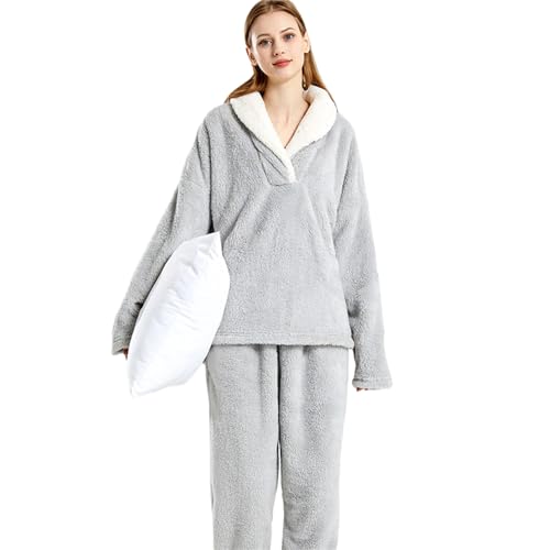 Pyjama hiver femme polaire corail contre le froid nocturne vêtement de nuit