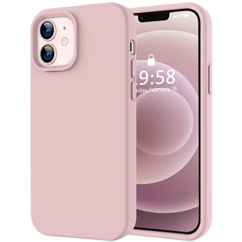 Image of LOVE 3000 Designed for iPhone 12 Case /iPhone 12 Pro Case, Premium Silicone with [Soft Anti-Scratch Microfiber Lining] Shockproof Protective Phone Case for Men Women Girls 6.1 inch, Pink Sand