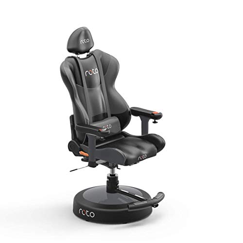 Image of Roto VR Motorized Interactive Gaming Chair Plus Accessories Bundle - Fully Immersive Technology - Auto Turns Where You Look - Ergonomic Virtual Reality Games Chair for Use with VR Headsets - Black
