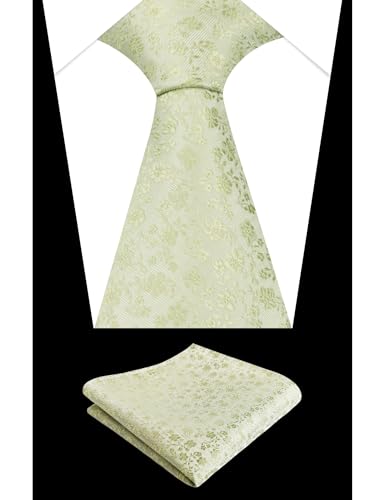 Image of Alizeal Mens 3.15inches Exquisite Floral Tie with Small Flower Printed Pocket Square