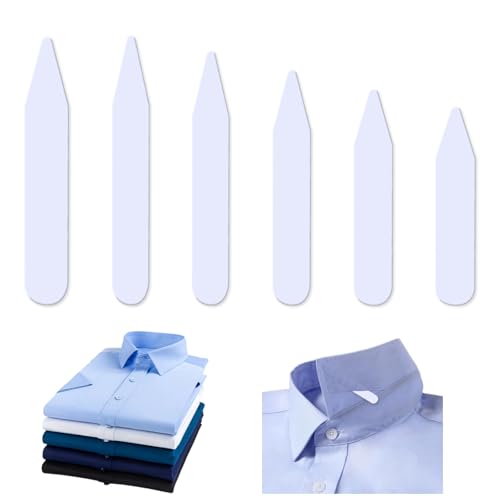 BORISCA 120 Piezas Ballenas para Cuello de Camisas 6 Tamaños Varillas de Plástico para Cuello PVC Ballenas Camisas Hombre, Puntas de Cuello para Camisas para Camisas Trabajo 5/5.5/6/ 6.5/7/ 7.5CM