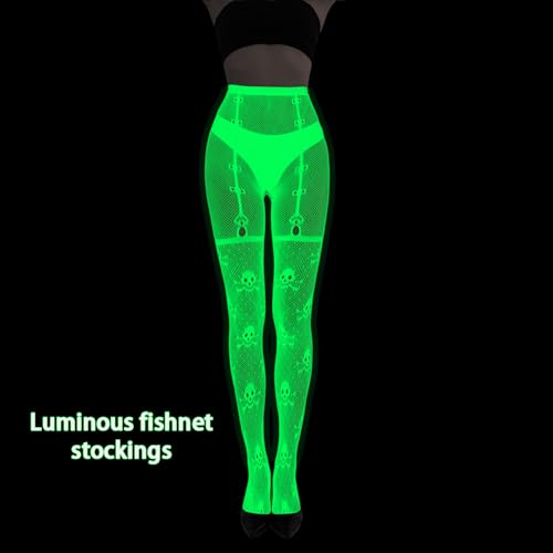 Image of Glow in the Dark Fishnet Stockings, High Waist Sexy Tights Party Stockings for Womens Girls