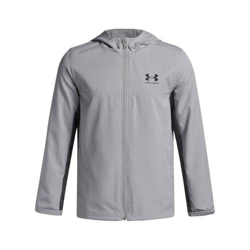 Under Armour Boys Rival Woven Jacket (011) Mod Gray/Castlerock/Black Small