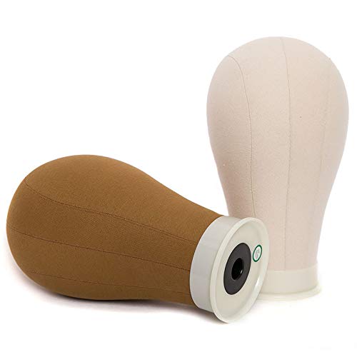 peplwig Canvas Head Polyurethane Block Wig Mannequin Head 21-24 Inches, Used For Wig Making Model Mannequin Head With Mounting Holes 22 Khaki