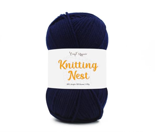 Image of Craft Affair | Knitting Nest Acrylic Yarn (200 Meter, 100 Grams, 2mm) / Woolen Yarn /Acrylic Yarn for Knitting and Crocheting-Navy