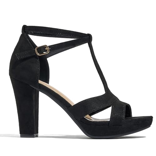 Women's Strappy Block Heels Sandals Comfortable Open Toe Chunky Dress Wedding Shoes with Adjustable Ankle Strap4