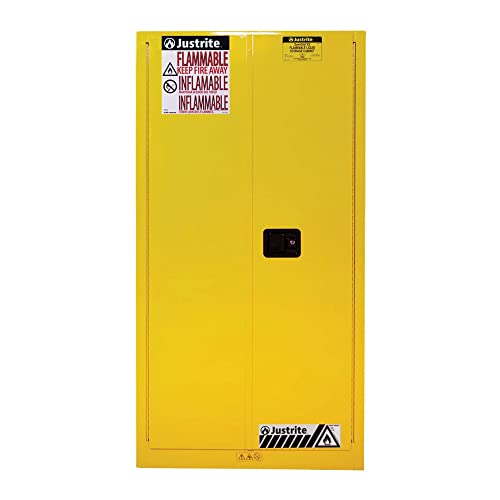 Justrite 896020 Sure-Grip Flammables Cabinet, Self-Close, 60 Gal, Yellow, Steel