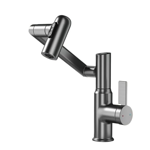 Robinet de lavabo mitigeur rotatif argenté pour vasque moderne - 5