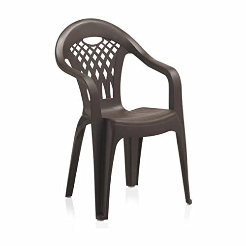 PEGANE Lot de 4 chaises de Jardin empilables en résine Coloris Marron - Longueur 58 x Profondeur 54 x Hauteur 86 cm