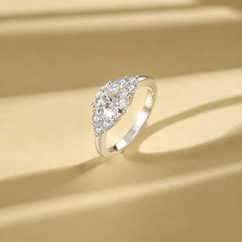 Image of Moissanite Engagement Rings Wedding Ring D Color VVS1 Round Cut S925 Sterling Silver Plated 18K White Gold Promise Rings for Women