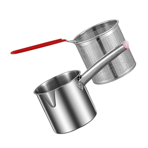 POPETPOP Sturdy Deep Frying Pot Basket Set Quick Cooking Easy to Use Stainless Steel