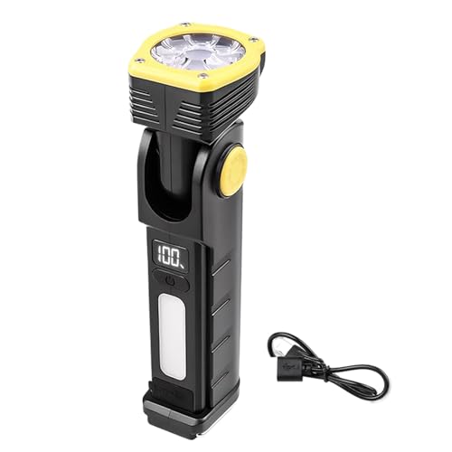 Linterna LED recargable, 7 modos, 90 grados, resistente al agua, potente linterna magnética de trabajo, para camping, senderismo, deportes al aire libre, caminar, corte de energía en el hogar