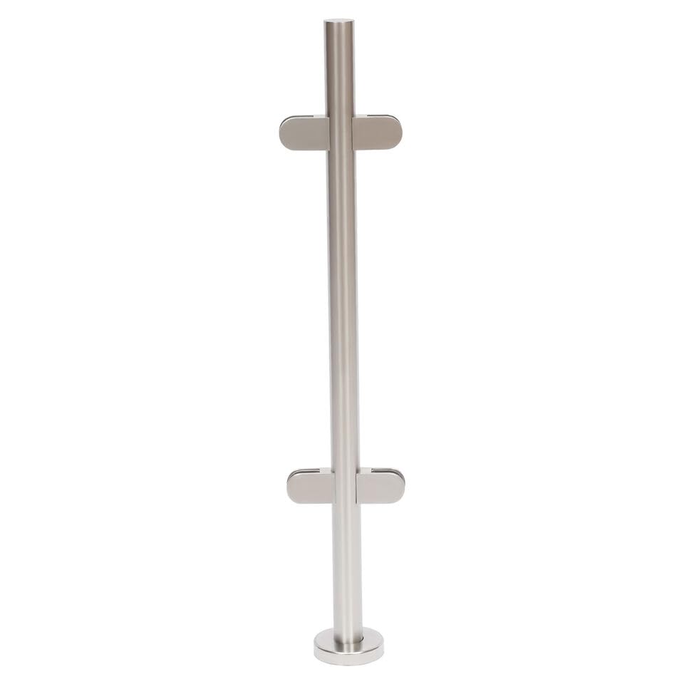 Poste de balaustrada de acero inoxidable, 110 cm, con abrazaderas y goma, ideal para valla de jardín, compatible con vidrio endurecido de 1 a 1,2 cm