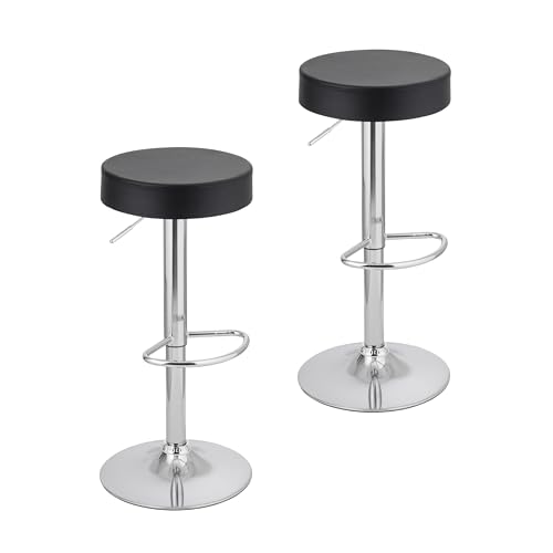 Baroni Home Lot 2 Tabourets Bar Pivotants à Hauteur Réglable, Base Chromée avec Repose-Pieds et Fond Anti-Rayures, Tabouret de Cuisine et Péninsule, Facile à...
