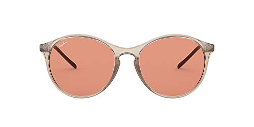 Ray-Ban RB4371 Round Sunglasses, Transparent Light Brown/Orange, 55 mm