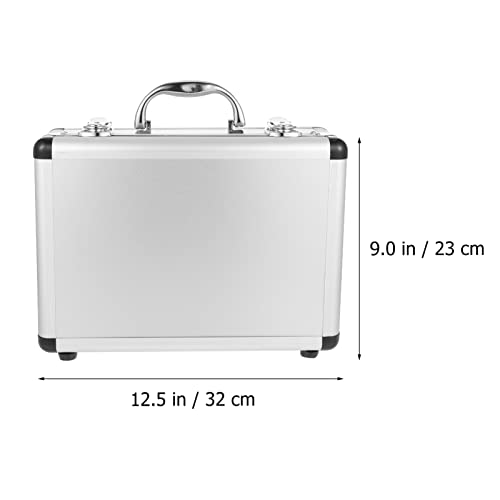Silver Aluminum Briefcase with Lock, Aluminum Briefcase for Men or Women, Metal Hard Case with Foam for Travelers Luggage Craftsman Travel Cash (12.5x9x4.3 Inch)3