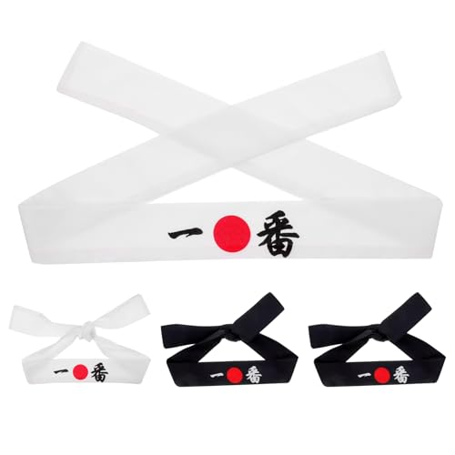 Hachimaki japonés de 4 piezas en azul y claro, banda de sudor para chef y karate